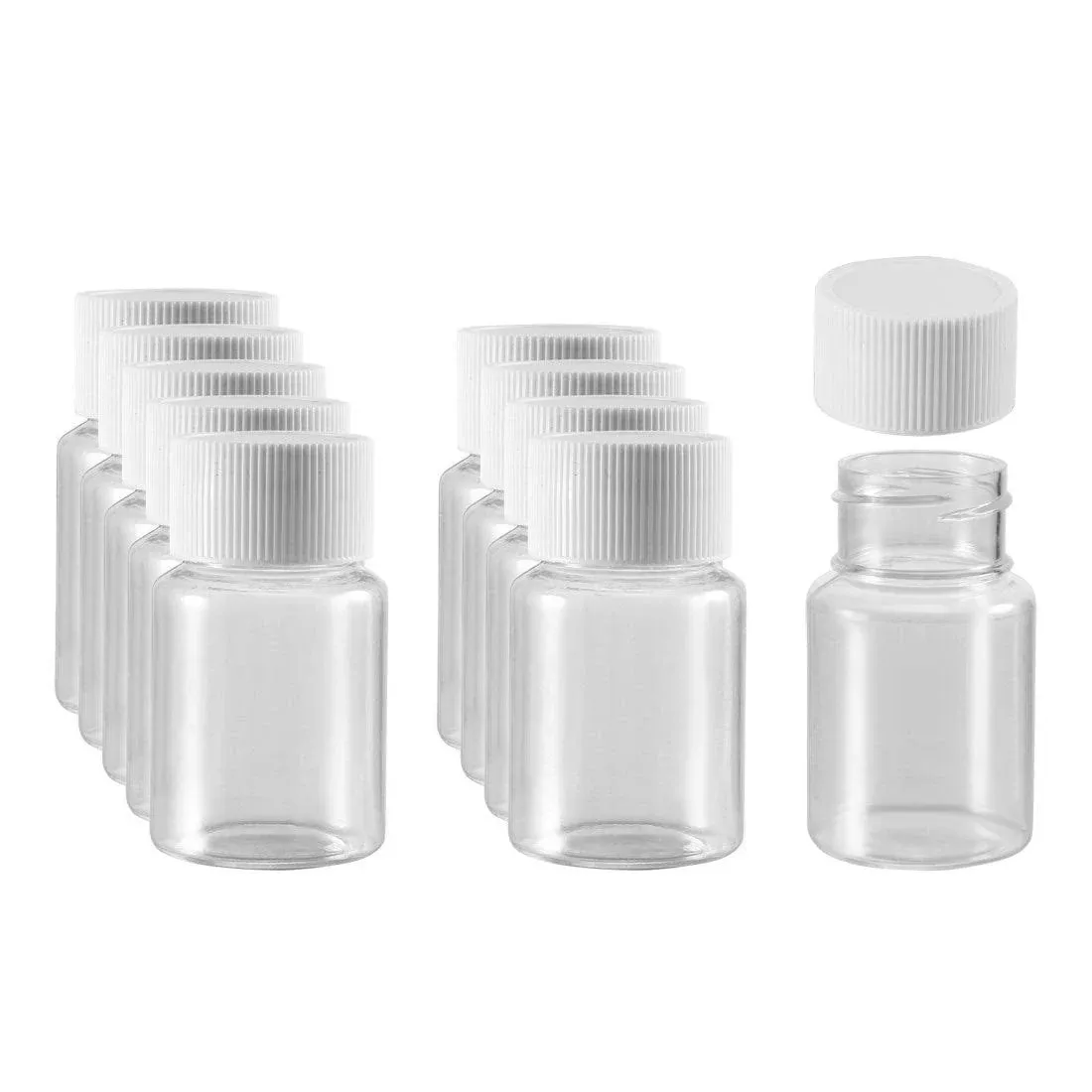 uxcell Plastic Lab Chemical Reagent Bottle 30ml/1oz Wide Mouth Sample Sealing Liquid Storage Container 10pcs