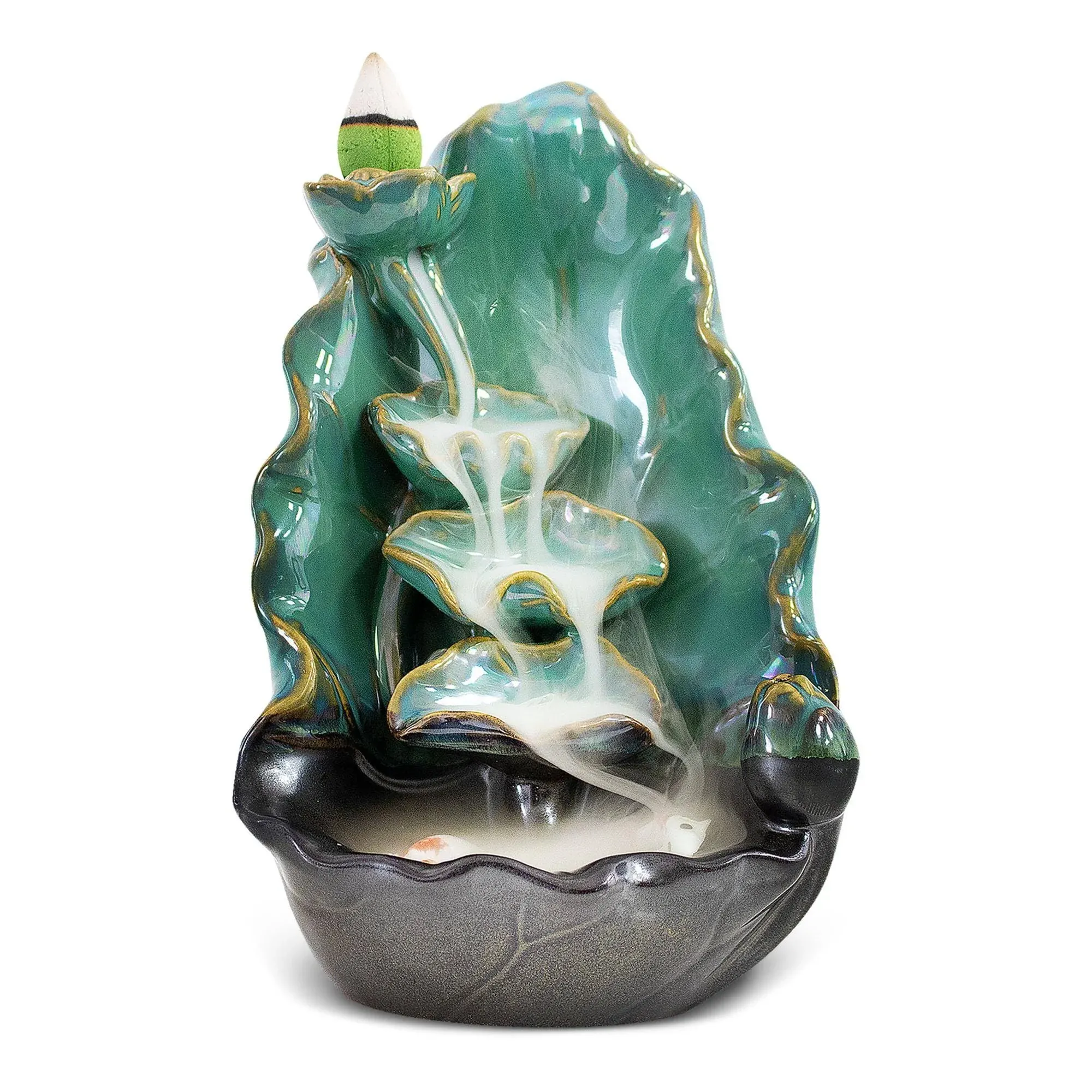 Journey’s Edge - Buddha’s Hand Incense Burner, Ceramic Incense Waterfall, Backflow Incense Burner with 20 Incense Cones, Waterfall Incense Burner for Home, Office, or Yoga Studio