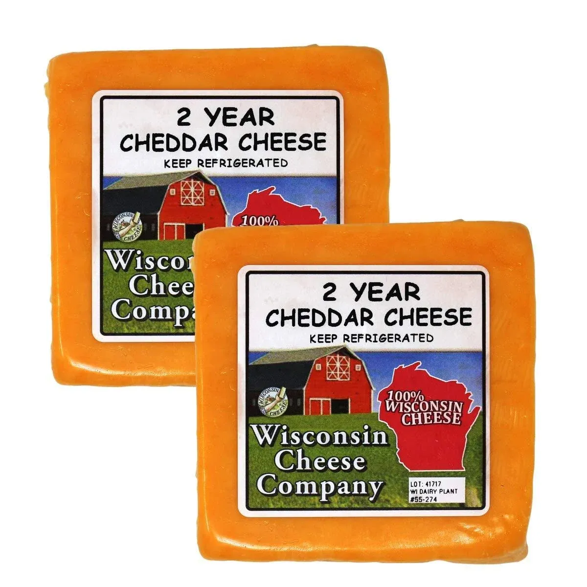 Wisconsin Cheese Company - 100% Wisconsin 2 Year Aged Cheddar Cheese 7 oz. (Pack of 2) Great for Cheese and Crackers, Charcuterie Boards & Gifts. Premium Wisconsin Cheese