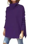 LILLUSORY Women's Turtleneck Oversized Sweaters Long Batwing Sleeve Spilt Hem Tunic Pullover Knit Tops