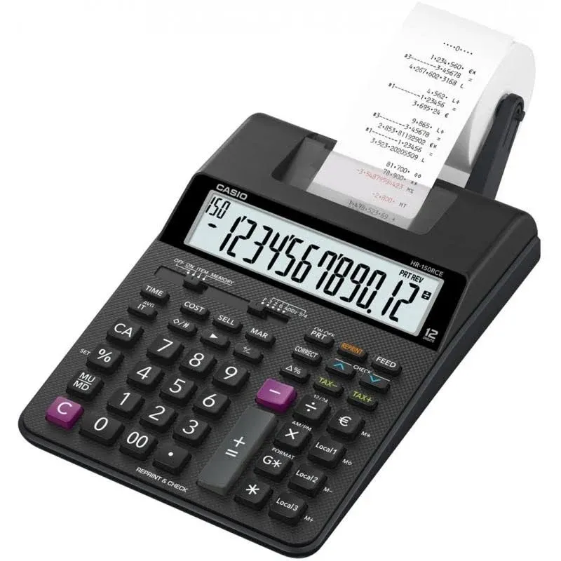 Casio HR-100RC-BK 150 Step Check Correct Printing Calculatorwith Reprint Feature