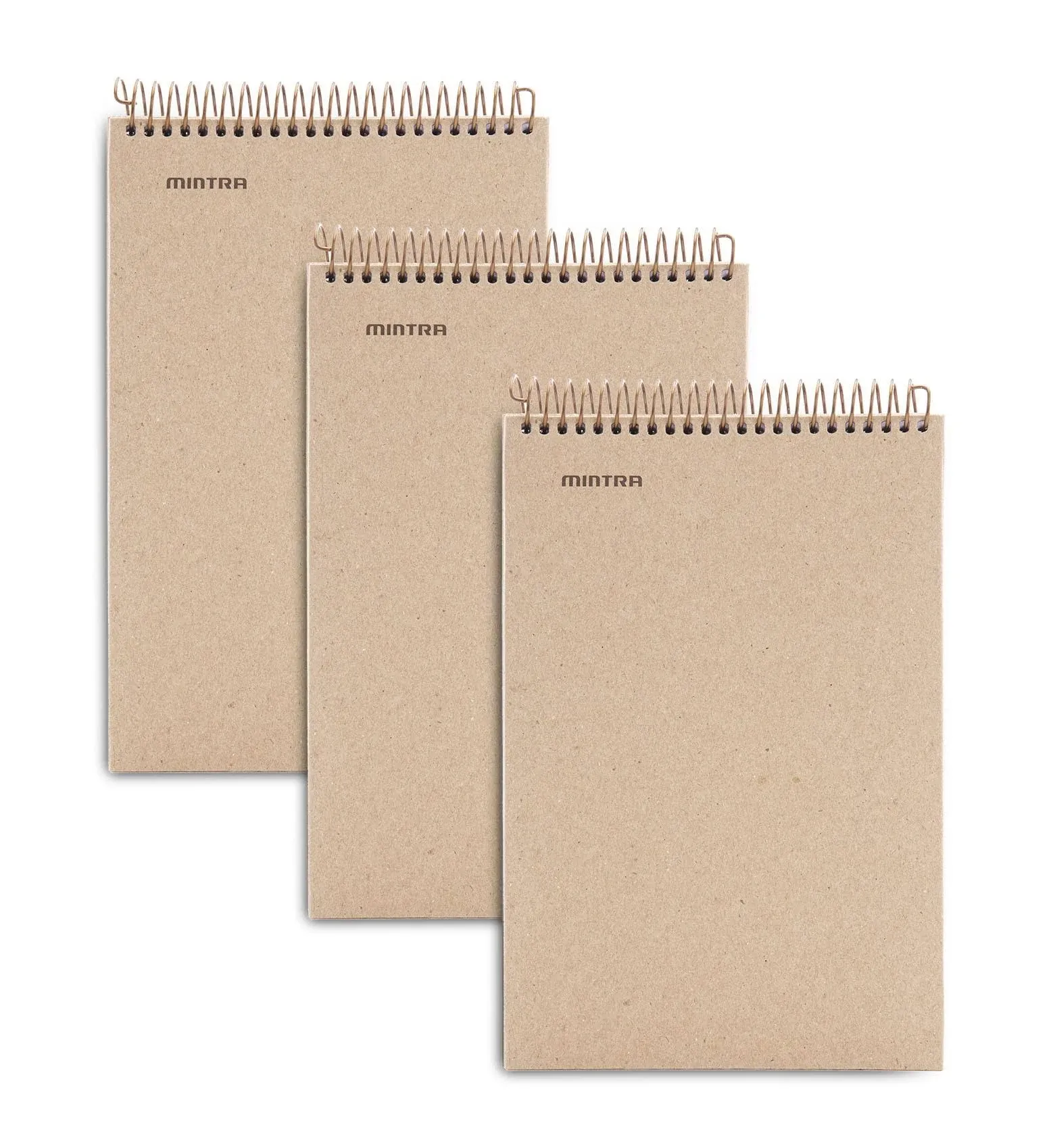 Mintra 100% Recycled Notebooks (Steno Book, Kraft Cover 3pk)