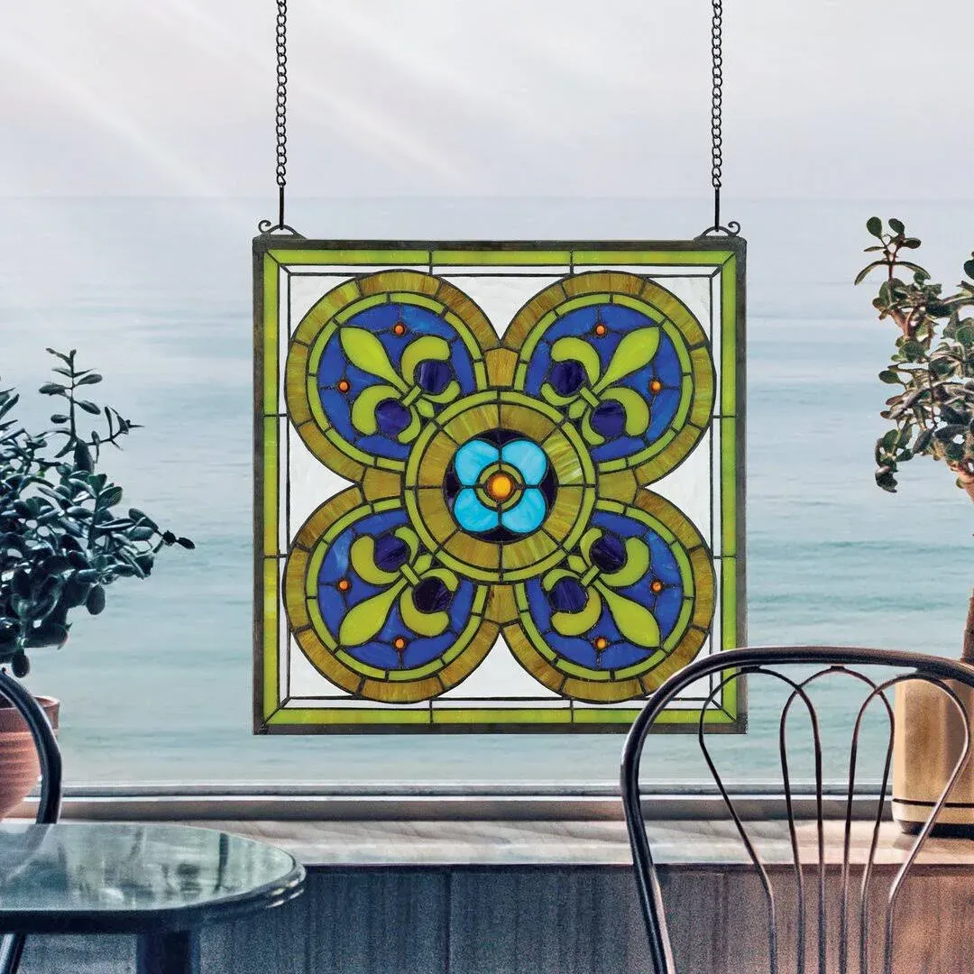 Design Toscano - Fleur de Lis Quatrefoil Stained Glass Window