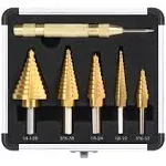 HYCLAT Titanium Step Drill Bit Set Amp; Automatic Center Punch - High Speed