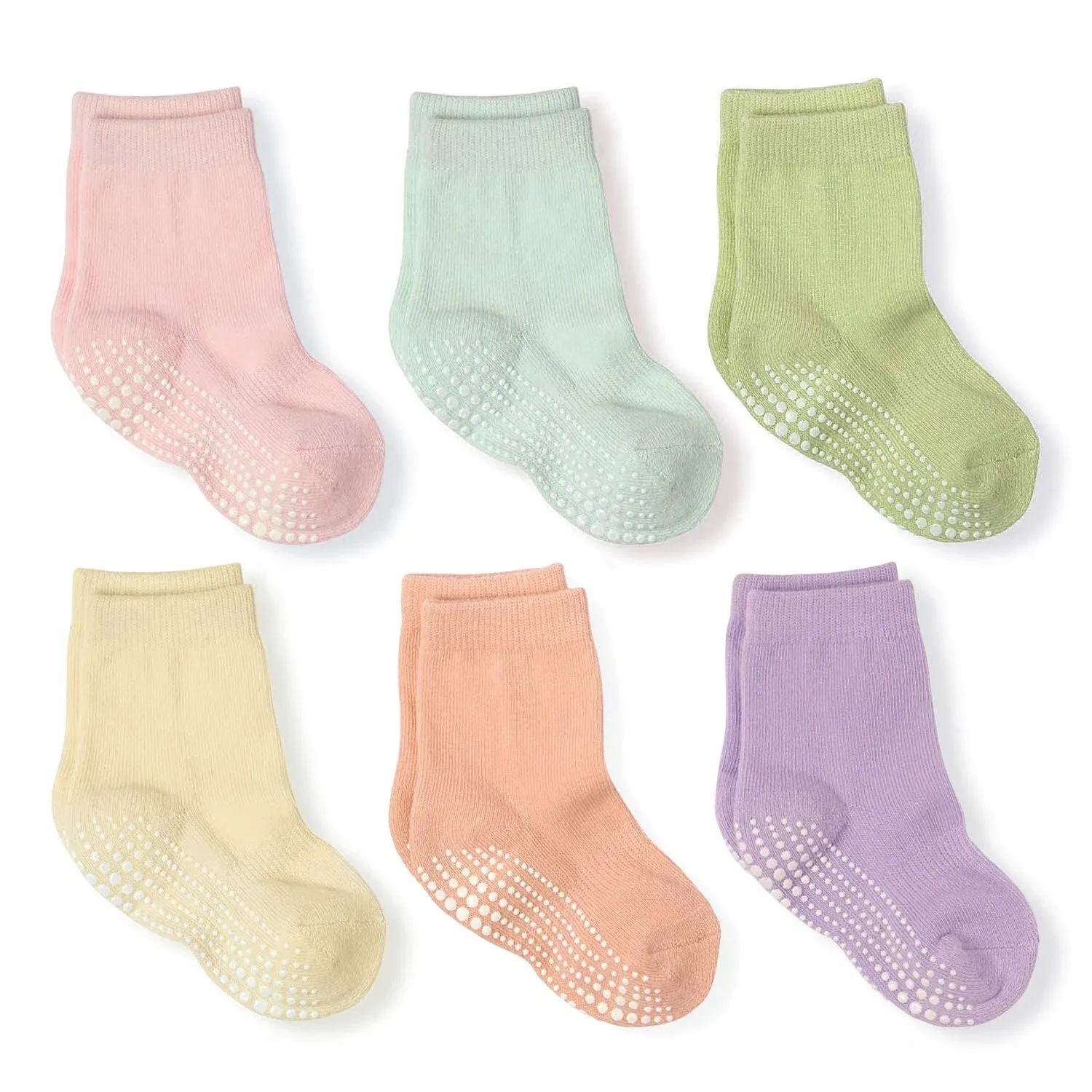 LA ACTIVE Non Slip Grip Ankle Boys and Girls Athletic Crew Socks for Babies Toddlers and Kids