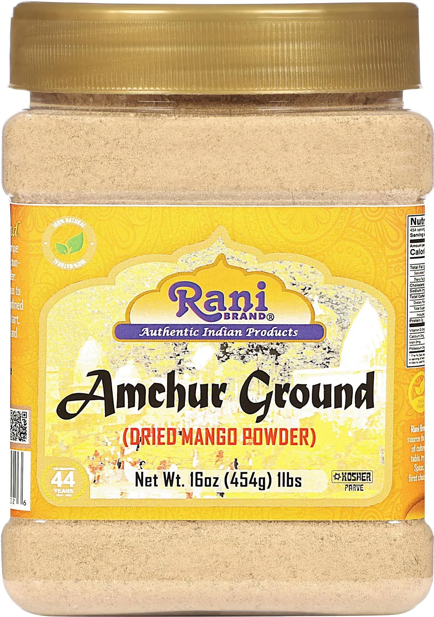 Rani Amchur (Mango) Ground Powder Spice 16oz (1lb) 454g PET Jar