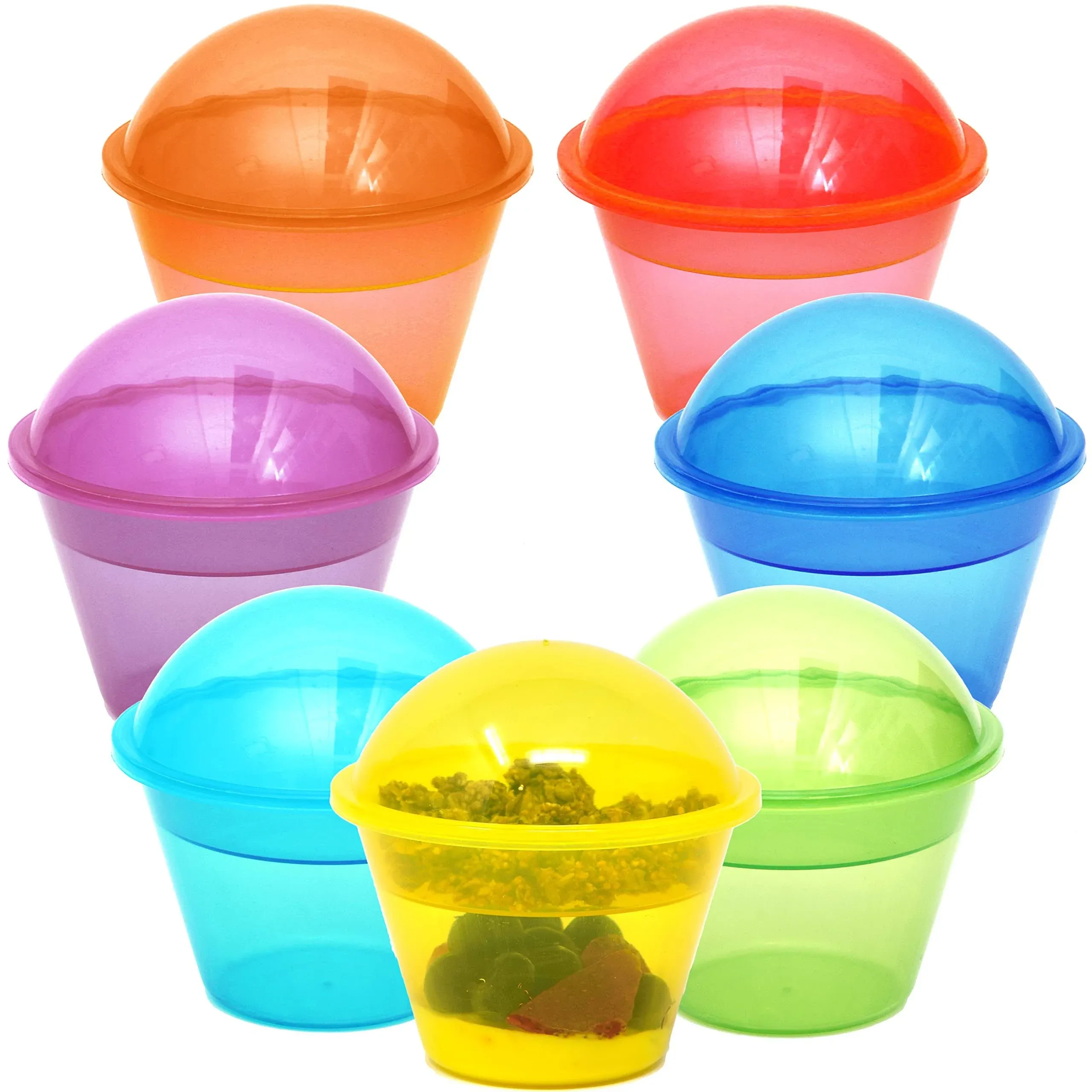 Youngever 7 Sets Plastic Yogurt Cups, Reusable Plastic Dessert Cups with Inserts and Dome Lids, Plastic Parfait Cups, Spill and Leak Proof (Small 4 Ounce)