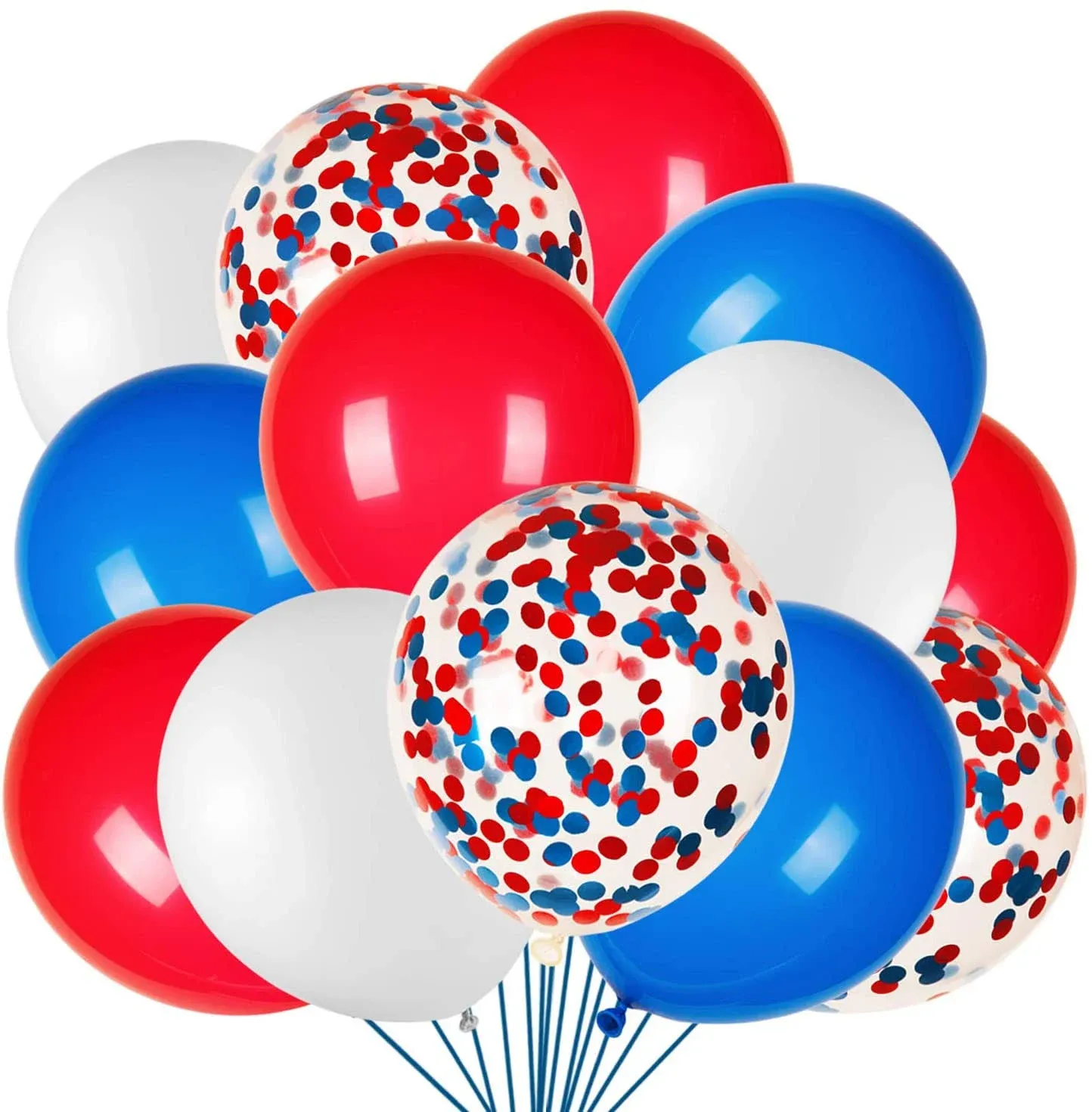 JOYYPOP 80pcs Red White and Blue Latex Balloons with Confetti Balloons for 4th of ...