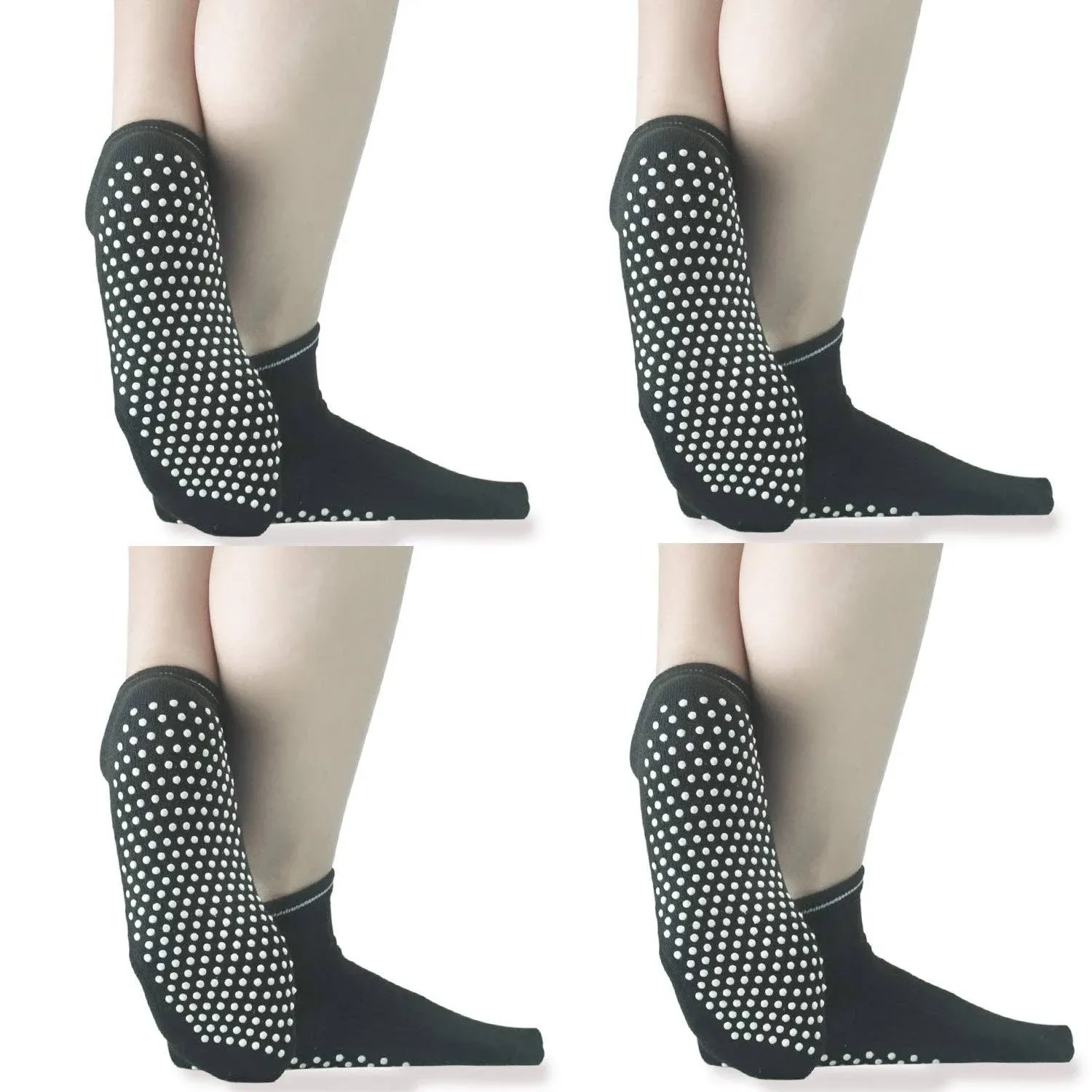 ELUTONG Sticky Grips Socks For Women 4 Pack 5-8, 03 Black+black+bl<wbr/>ack+black 