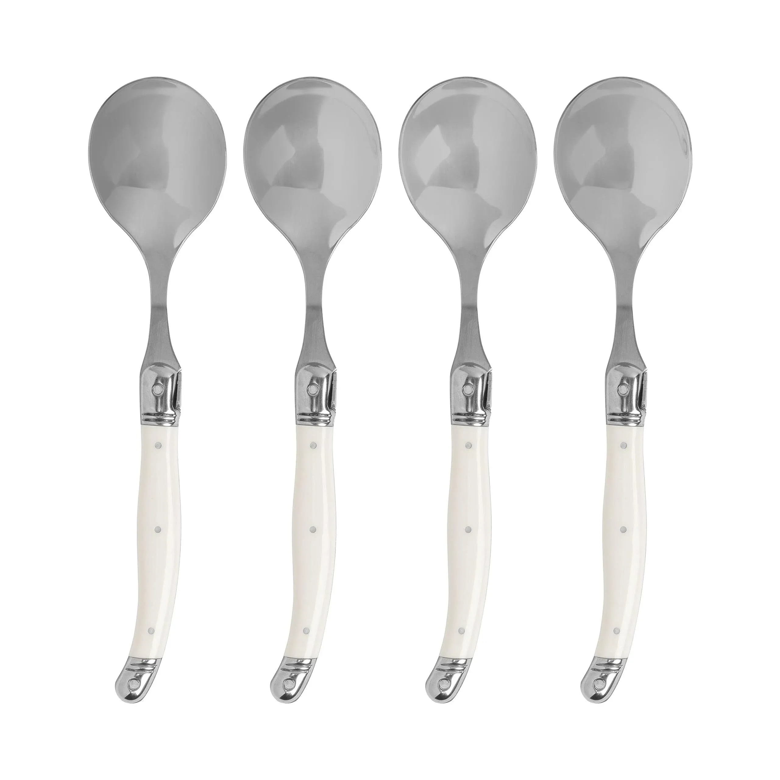 Set Of 4 Soup Spoons In White