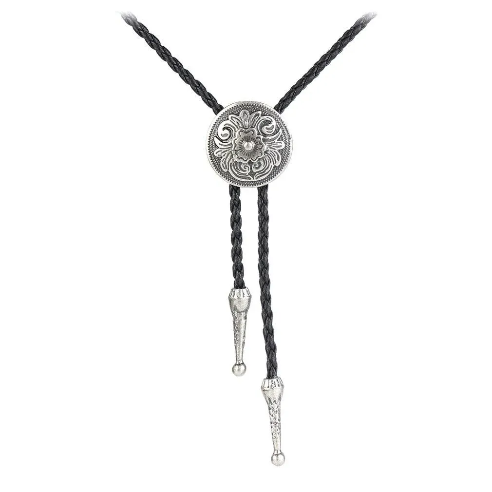 GelConnie Native American Bolo Tie Rodeo Cowboy Leather Necktie Western Necklace Costume Accessories for Men,Women