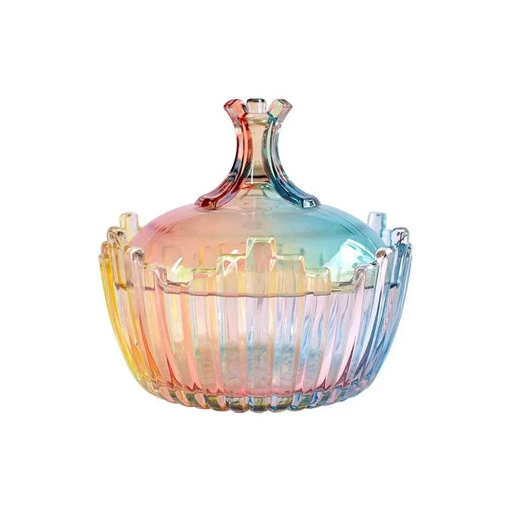 Royal Rainbow Candy Shape Clear Glass Apothecary Jar Candy Jar Wedding Candy Buffet Jars Food Jar with Lid (10oz/27oz)