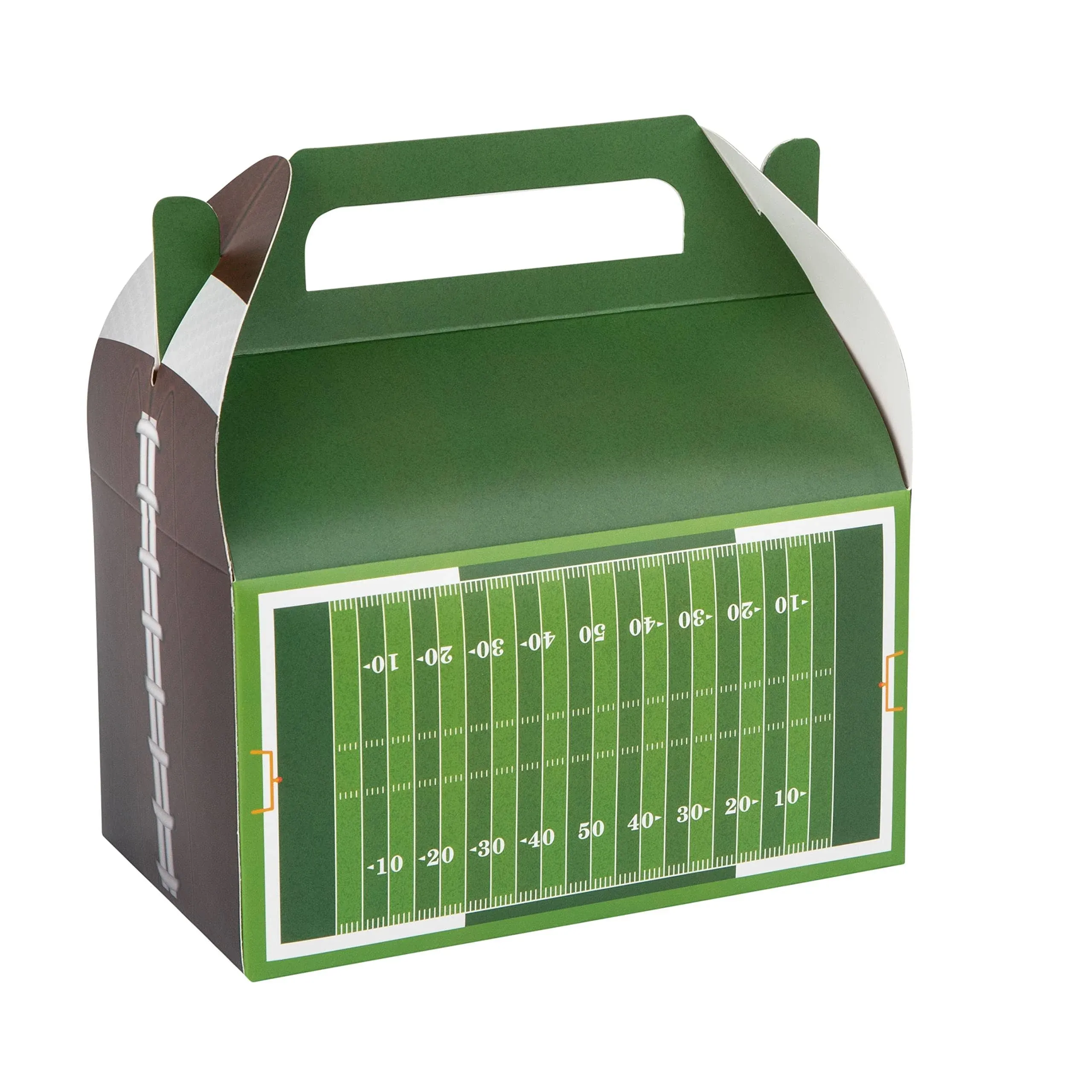 Football Paper Treat Box – Super Bowl Birthday, Baby Shower and Holiday Party Décor  6.25x3.75x3.5 Inches  10 Pack