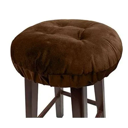 Augld Bar Stool Cushion Covers -Anti-Slip Padded Round Chiar Cushion 12 inch Velvet Coffee, Size: One size, Brown