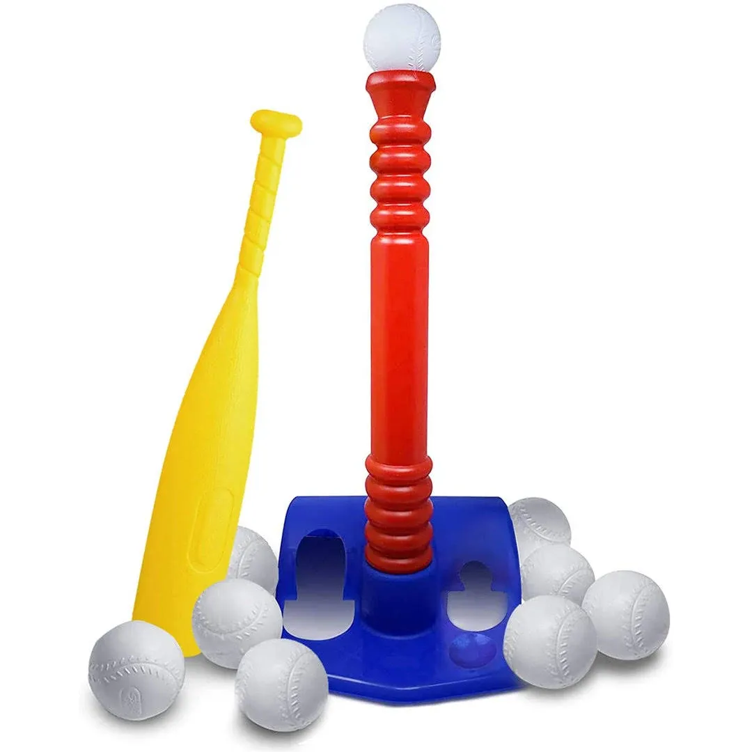 Toyvelt T-Ball Set for Toddlers with 6 Balls, Kids Baseball Tee Game