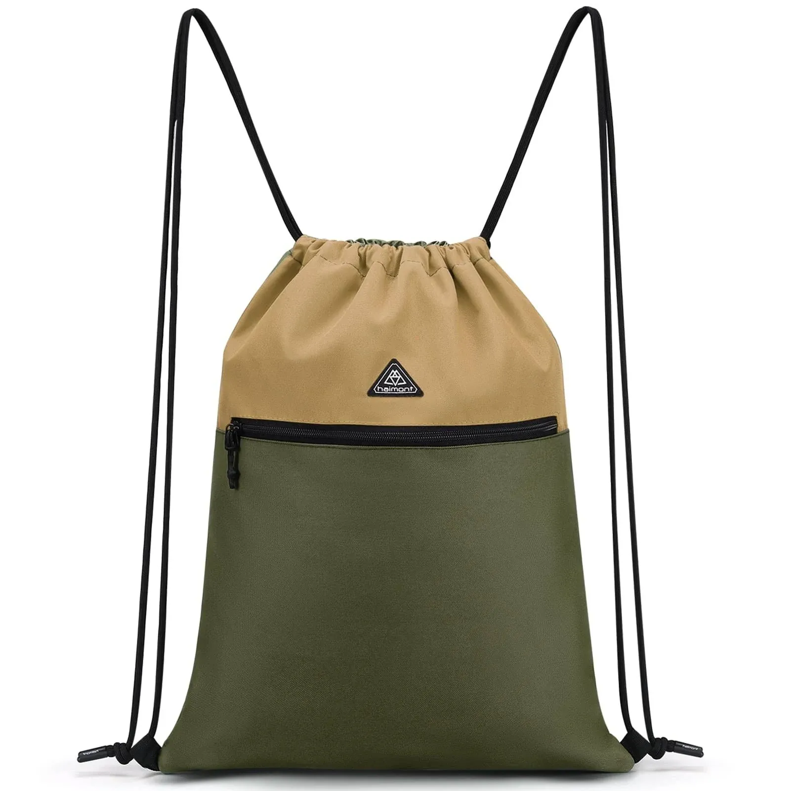 Haimont Gym Drawstring Bag Sackpack with Wet Compartment, Army Khaki