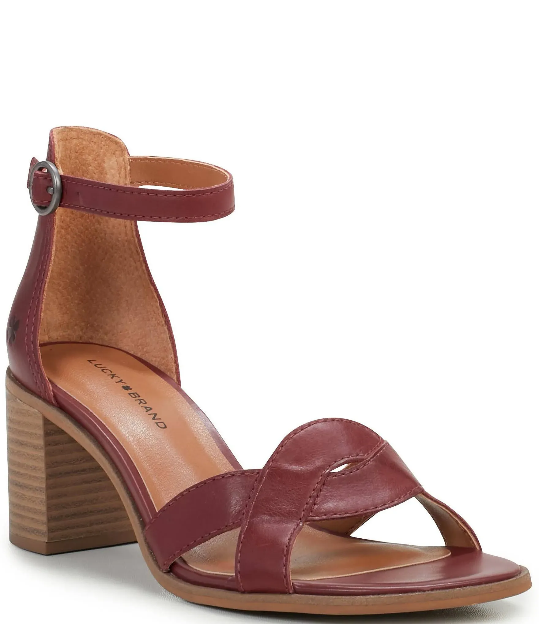 Lucky Brand Women's Sarwa Leather Ankle Strap Sandals