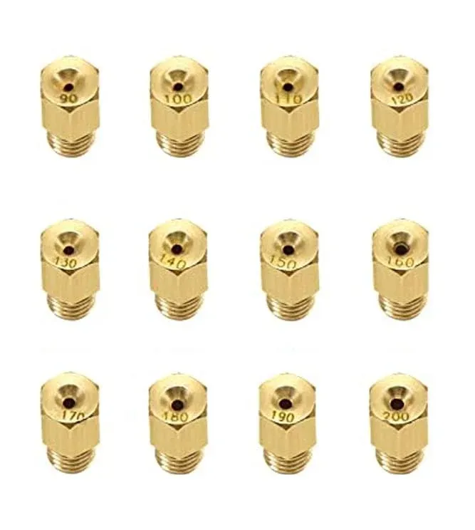 Carburetor Main Jets Kit Motorcycle Hex Style Brass 12Pcs Power Jet #90 - #440 Fuel Injector for Mikuni VM20 VM22 VM38 TM24 TM38 TMX Carb Pit Dirt Bike Replacement ZSDTRP…