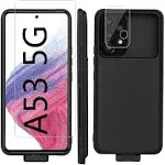 A53 Battery Case for Samsung Galaxy A53 5g, 5000mAh Backup Power Bank External Battery for Galaxy A53 Portable Charging Cover Charger case with A53 5g Screen Protector Camera Protector Black