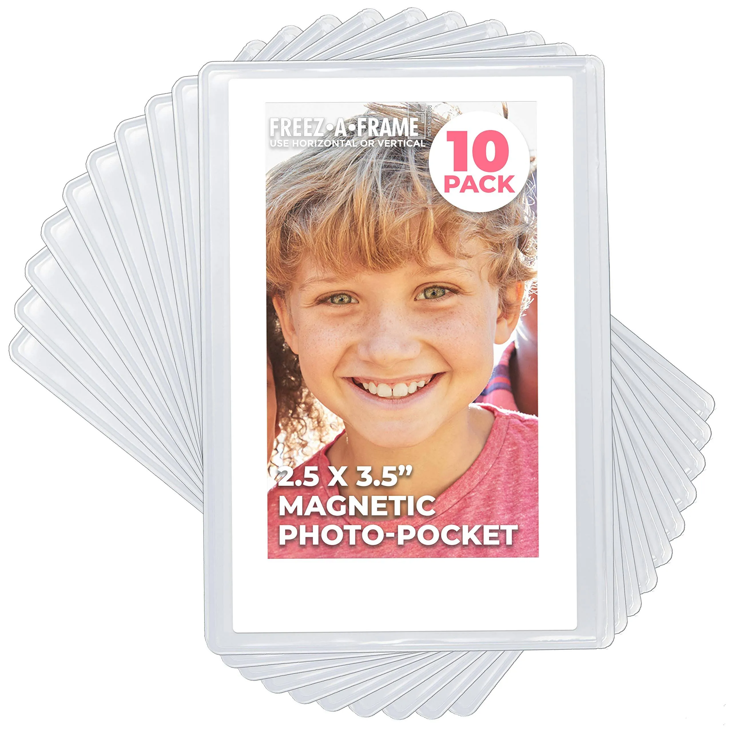 Clear Magnetic Picture Frames for Refrigerator, 2.5 X 3.5 (Wallet Size) Pack of