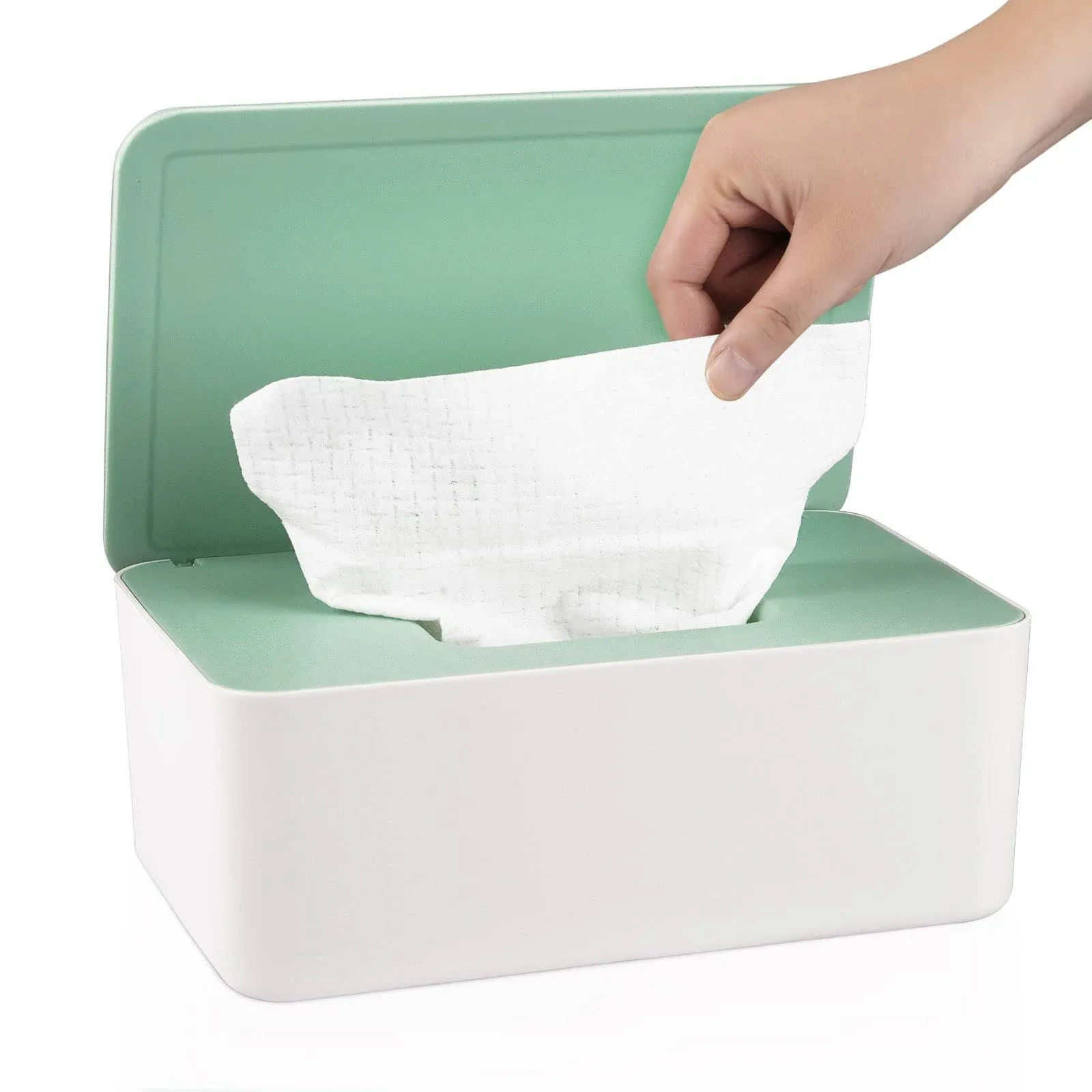 Diaper Wipes Dispenser Wipes Holder, Wipes Tissue Case Keeps Wipes Fresh Tissue Wipes Container with Lid (Green)