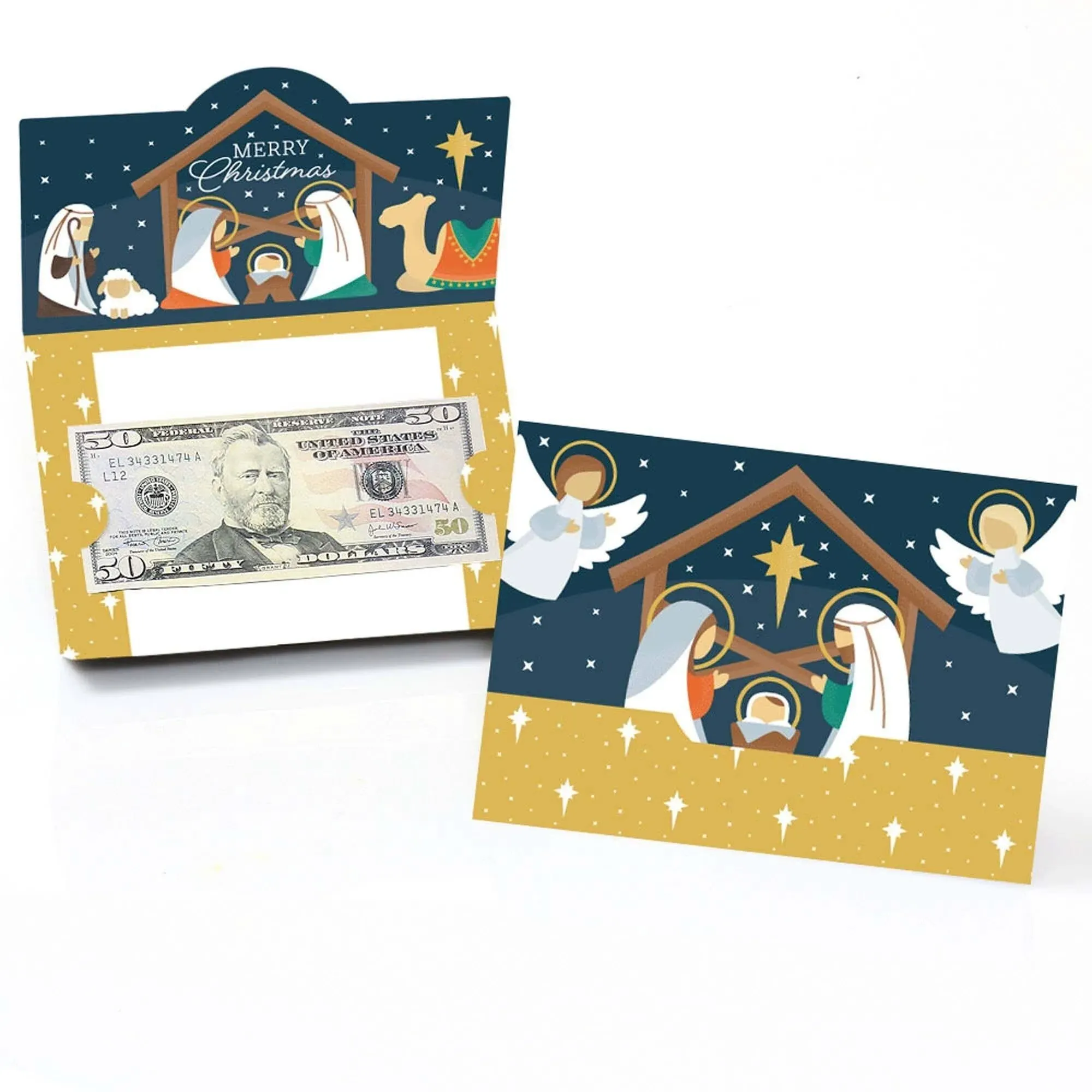 Holy Nativity - Manger Scene Religious Christmas Money And Gift Card Holders - Set of 8