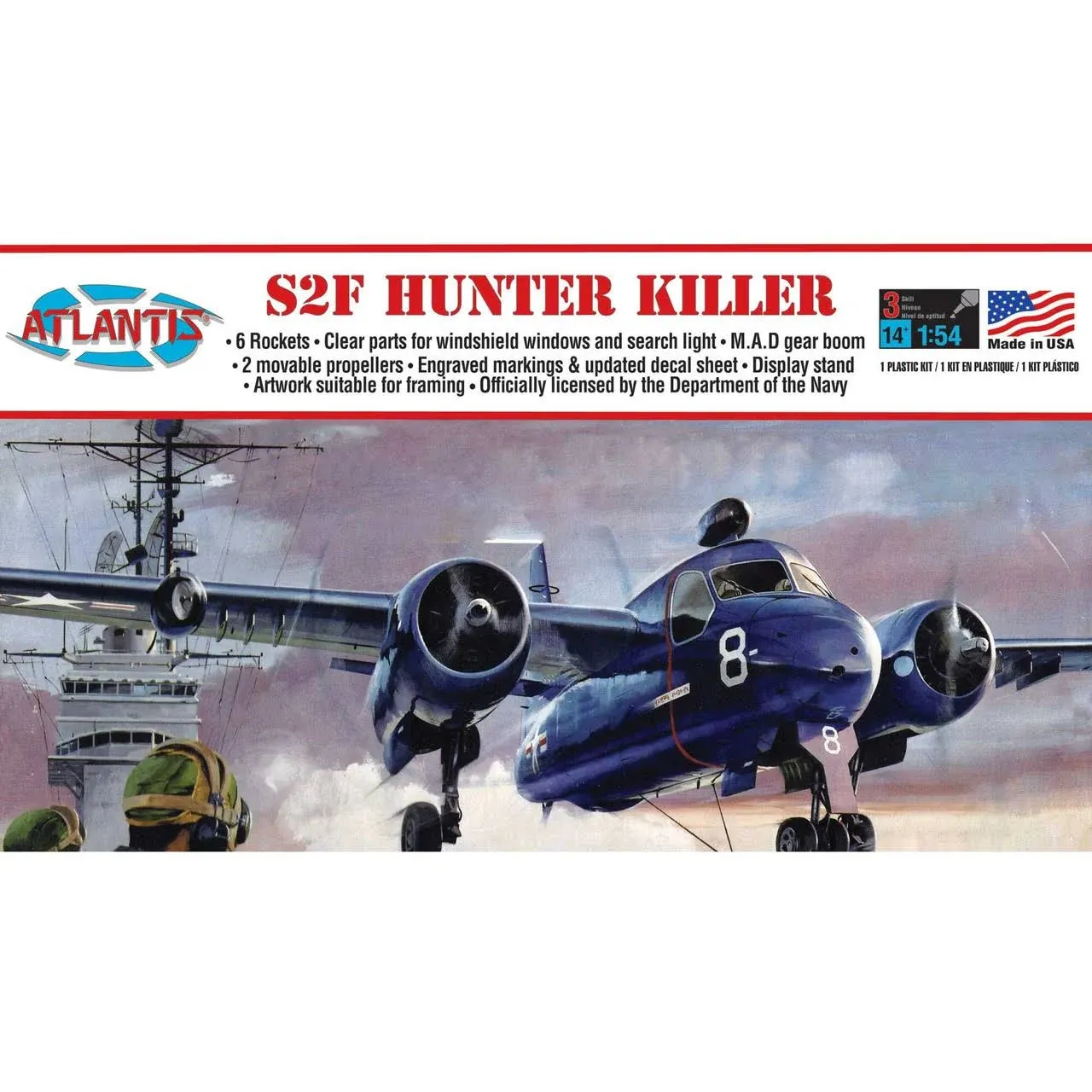 Atlantis Models Grumman US NAVY S2F Tracker Hunter Killer 1/54 AANA145