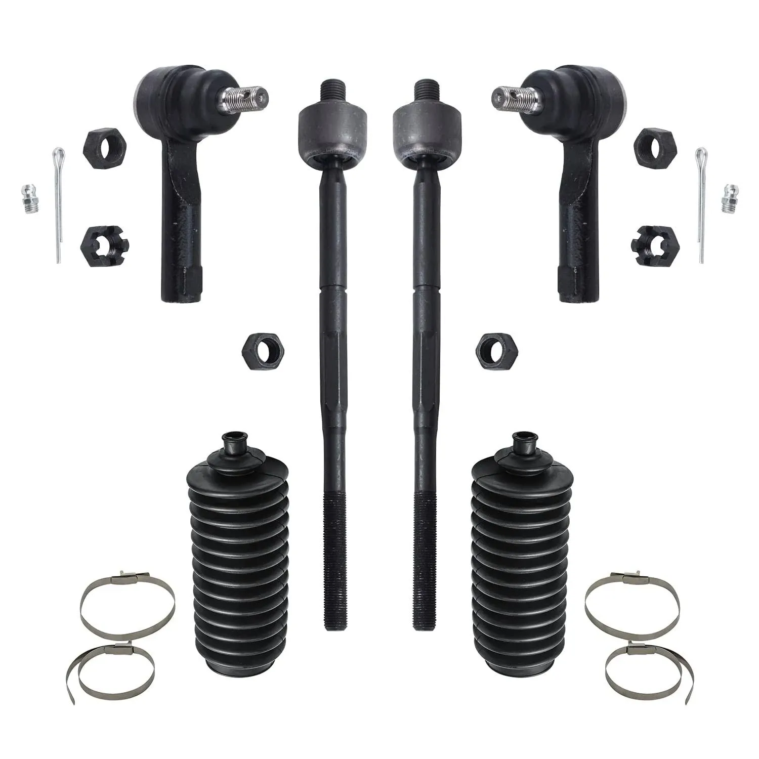 Detroit Axle - Front 6pc Suspension Kit for 95-06 Nissan Sentra, 95-98 200SX, 4 Outer Inner Tie Rod Ends 2 Boots 1995 1996 1997 1998 1999 2000 2001 2002 2003 2004 2005 2006 Replacement