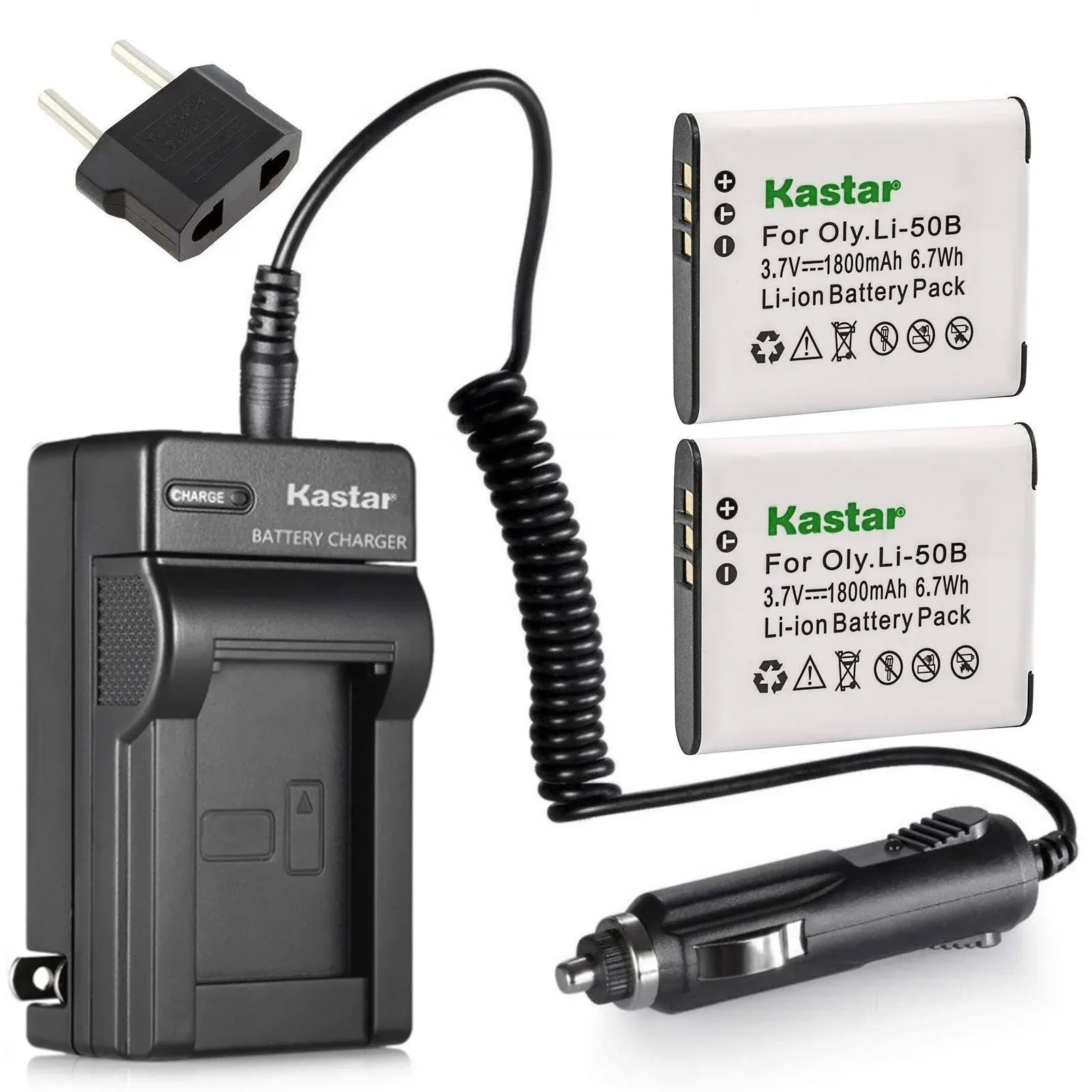 Kastar 2X Battery + Charger for Olympus LI-50B LI-50C & XZ-1 SZ-30MR SZ-10 SZ-11 SZ-20 SP800UZ Stylus Tough-6020 Tough-8010 Tough-6000 Tough-8000 Tough TG-810 1030 SW TG-610 SZ10 Tough 8000 TG810