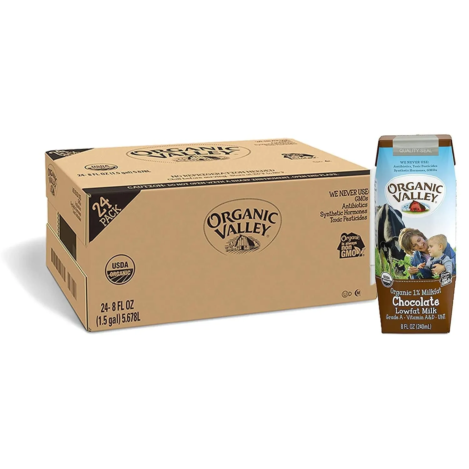 Organic Valley, Milk Boxes, Shelf Stable 1% Chocolate Milk, 8 Fl Oz (Pack of... 