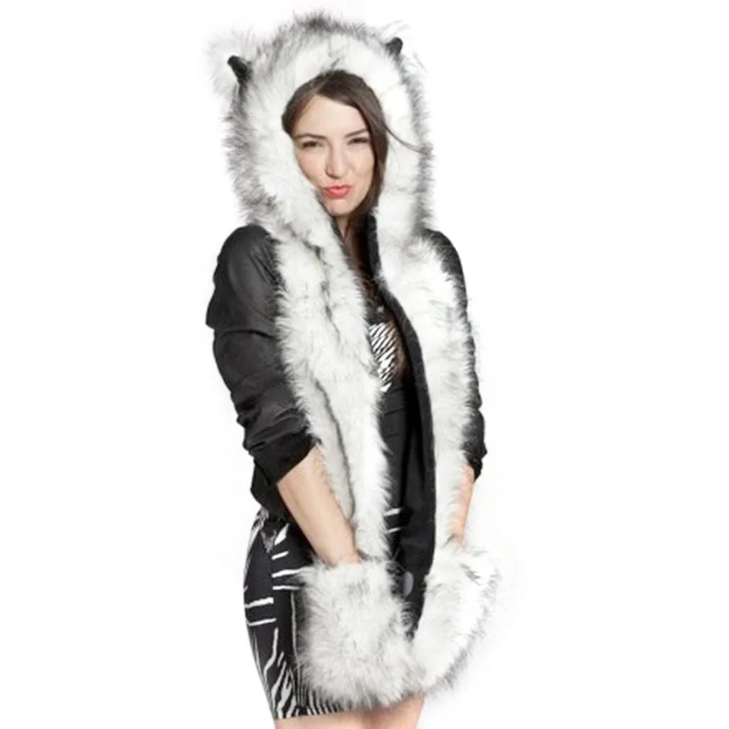 Fakeface 3 in 1 Unisex Men Women Girls Faux Rabbit Fur Cartoon Animal Fox Ears ...