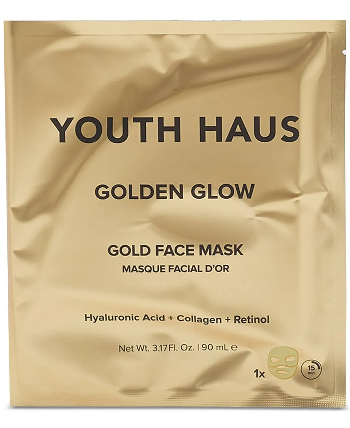 Youth Haus Golden Glow GOLD Face Mask with HYALURONIC ACID Collagen RETINOL 90ml