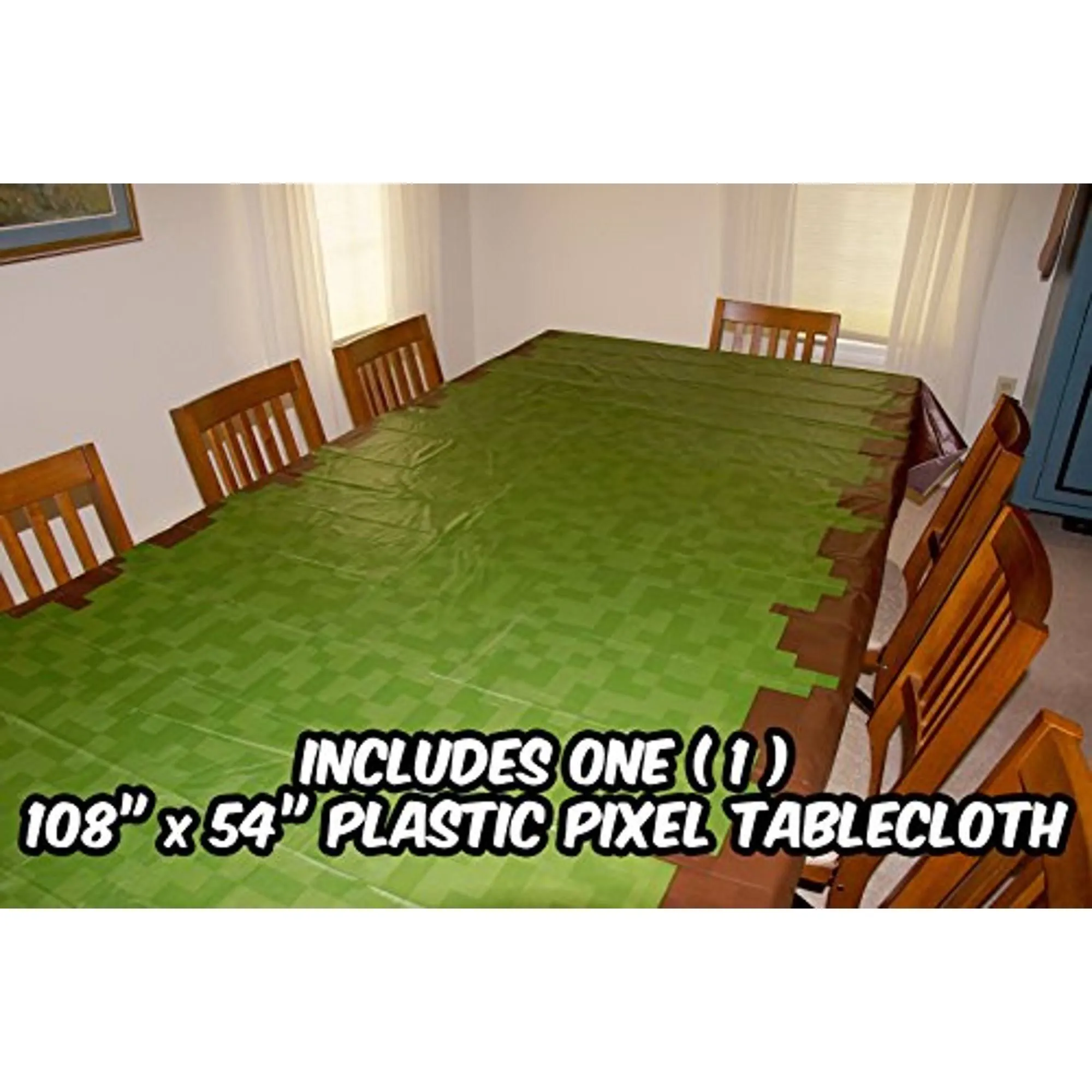 Pixel Miner Crafting Style Gamer Party Table Cover - Large 108&#034; x 54&#034;