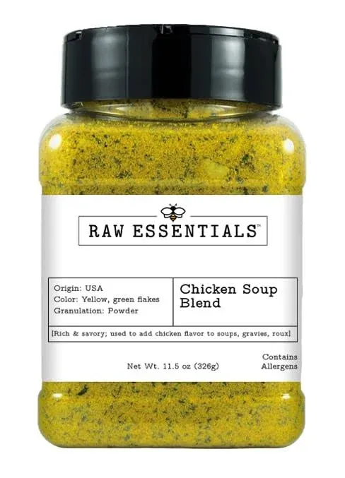 Raw Essentials Chicken Ramen, Soup, and Pho Seasoning Blend - Robust, Savory Seasoning for Soup, Ramen, Pho, Gravy, Roux, and More - 11.5 Ounce Bottle