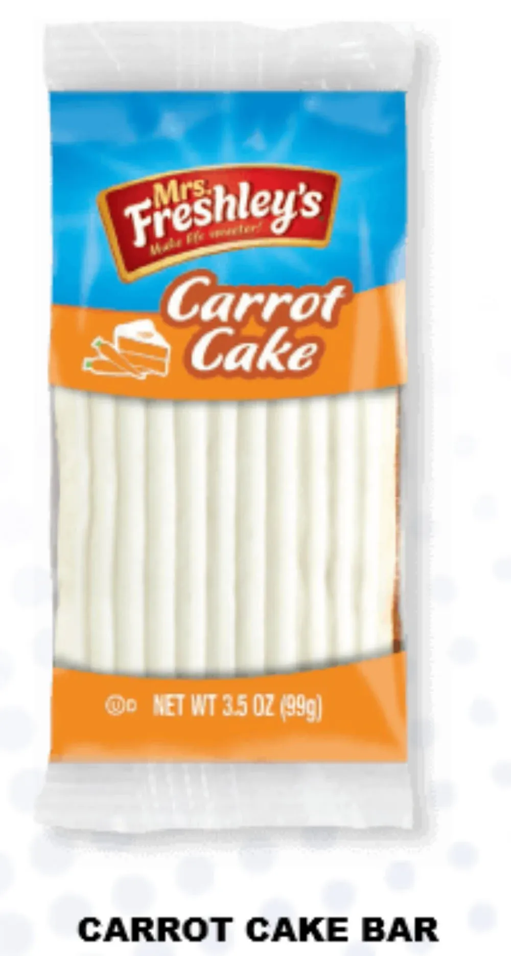 Mrs.Freshleys Ready-To-Eat Carrot Bar Cake (3.5 OZ, Pack Of 48)