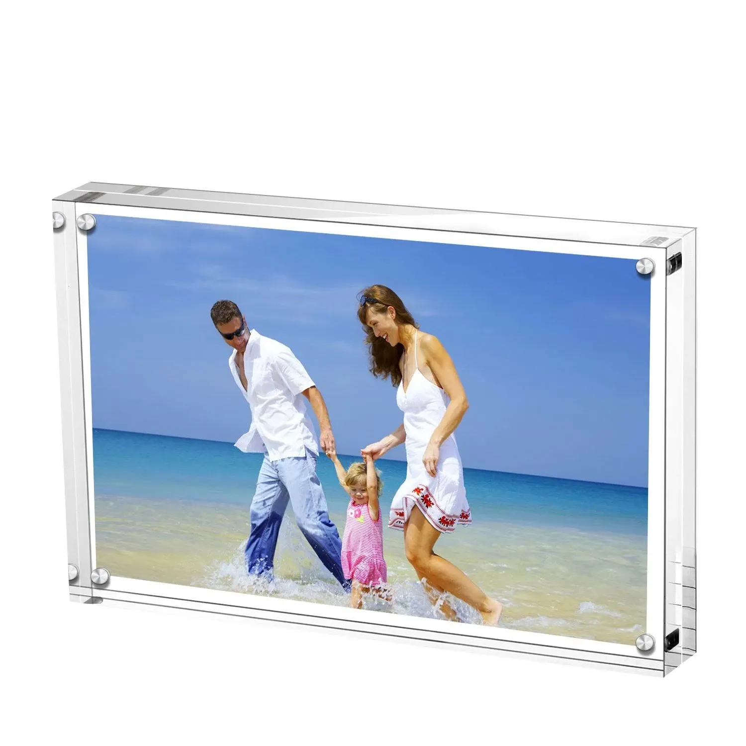 AMEITECH Acrylic Picture Frames, 4x6 inch Clear Double Sided Block Set, Desktop ...