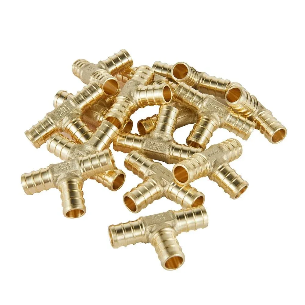 (Pack of 10) EFIELD Barb Crimp Pex 1/2-inch Tee Brass Fittings, ASTM F1807