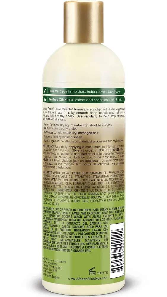 African Pride Olive Miracle Moisturizer Lotion, Maximum Strengthening - 12 fl oz