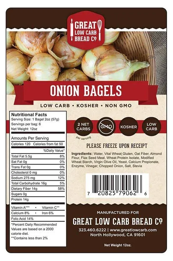 Great Low Carb Bread Company Onion Bagels