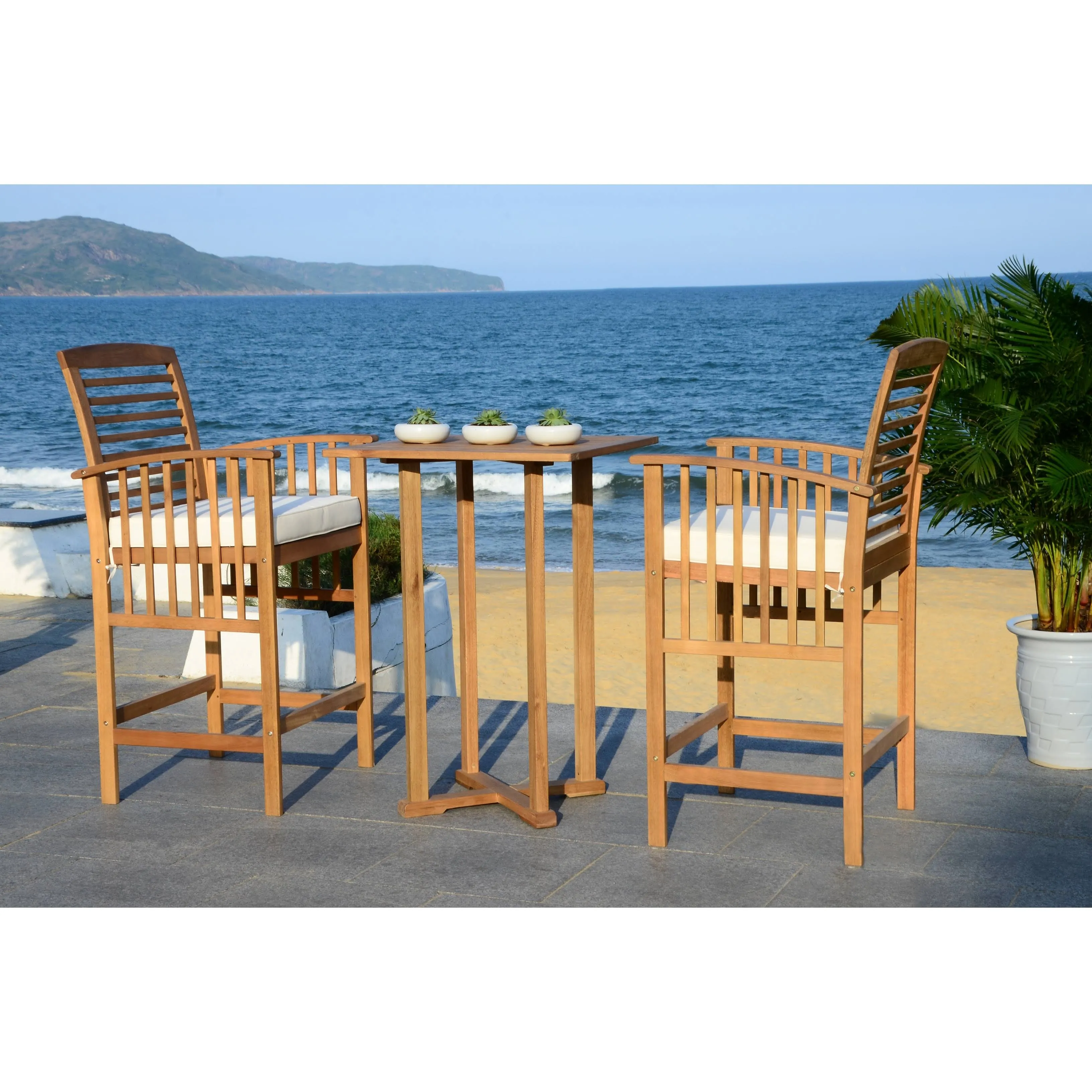 Safavieh Pate 3 Pc Bar 39.8-Inch H Table Bistro Set - Natural/White