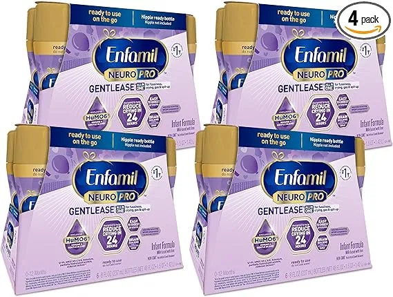 Enfamil NeuroPro Gentlease Baby Formula, Infant Formula Nutrition, Brain Support that has DHA, HuMO6 Immune Blend, Designed to Reduce Fussiness, Crying, Gas & Spit-up in 24 Hrs, 8 Fl Oz, 24 Bottles