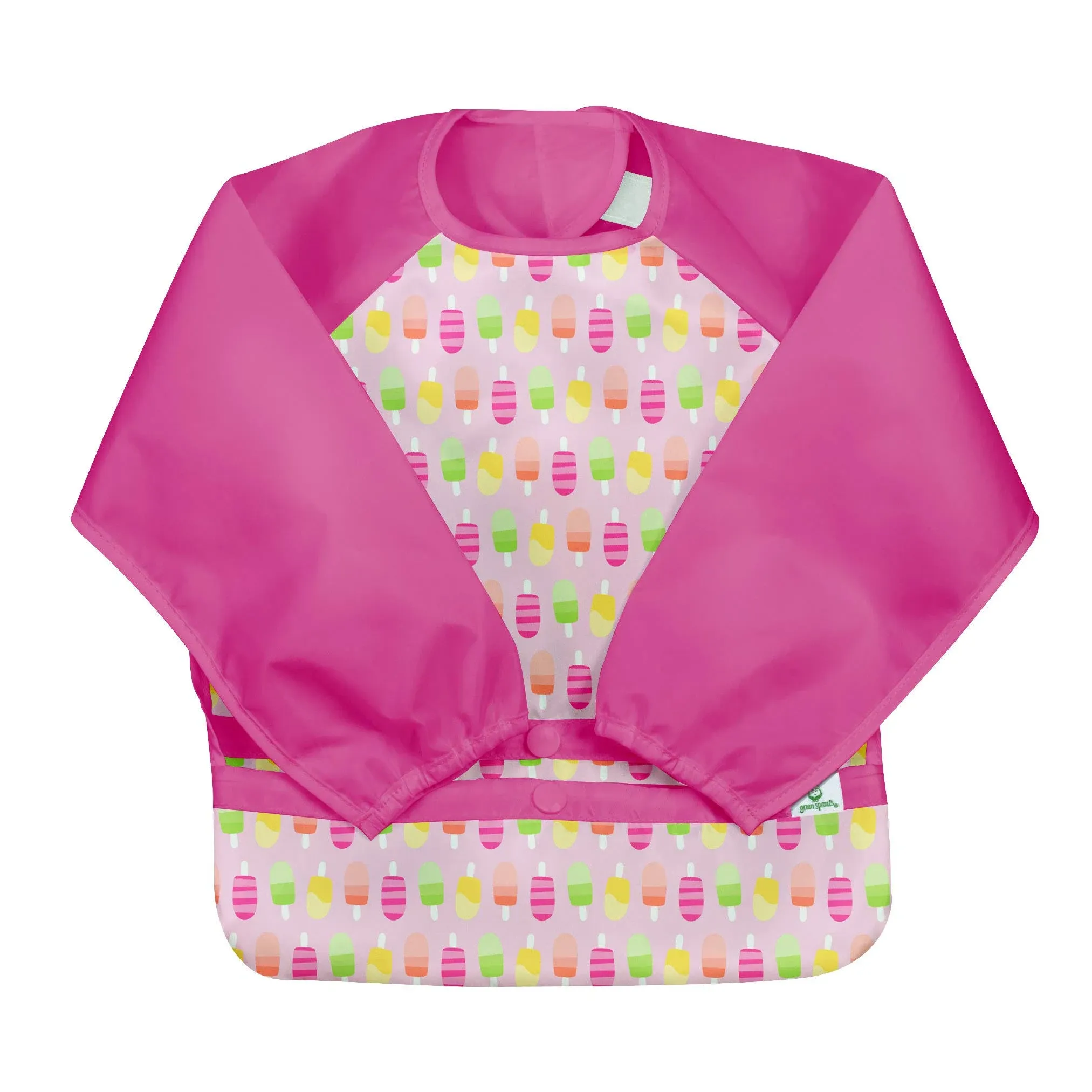 Snap & Go Easy Wear Long Sleeve Bib Pink Popsicles