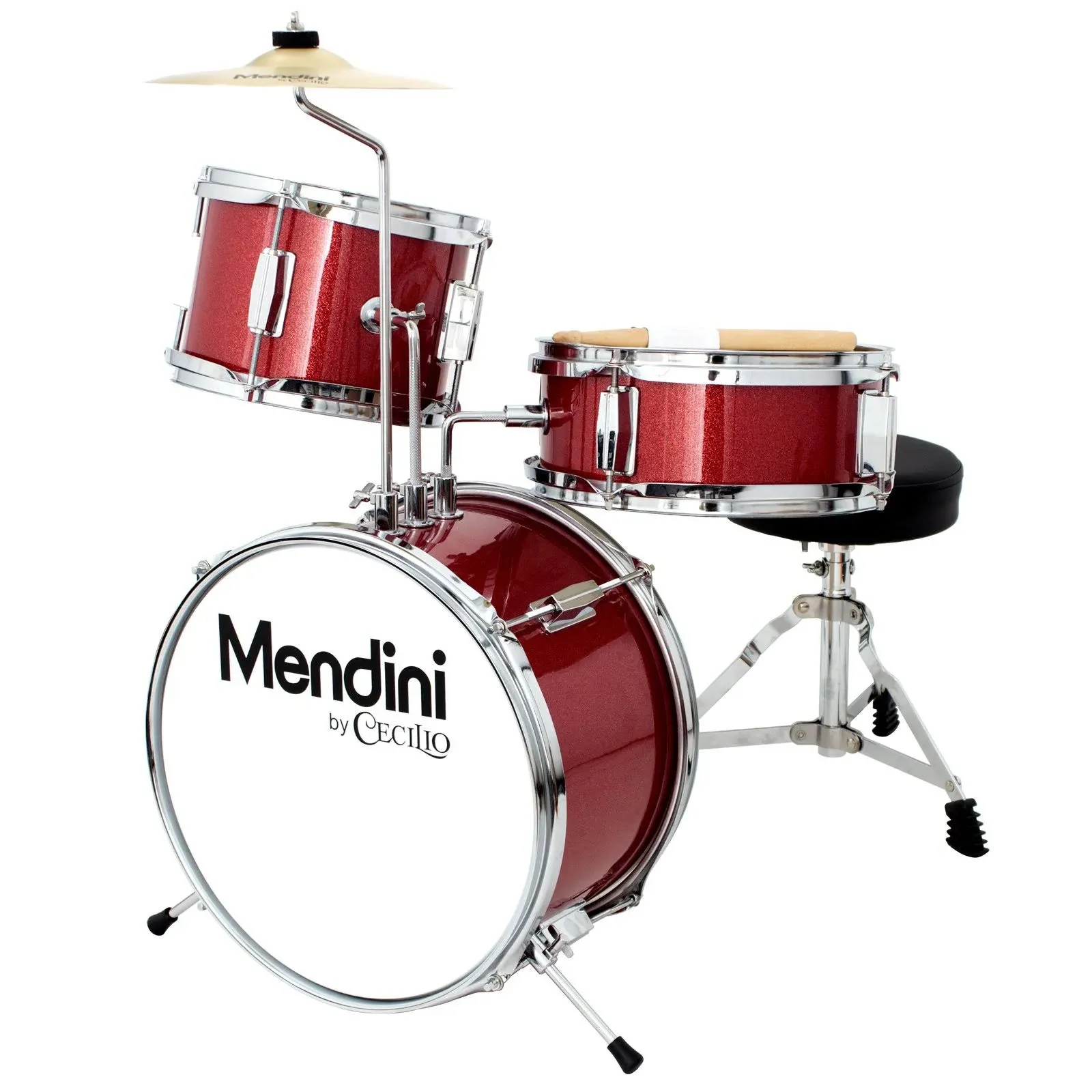 Mendini by Cecilio 13 inch 3-Piece Kids/Junior Drum Set Metallic