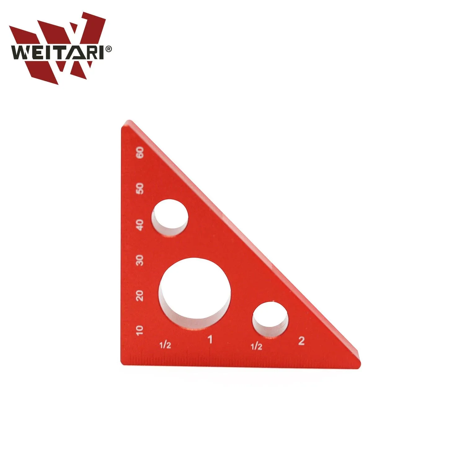 Aluminum Alloy Triangle Ruler,45 Degree Angle Ruler,Carpentry Squares,Precision Woodworking Tools,DIY Woodworking Triangle Ruler Height Measuring Gauging Tool 65mm (Red)