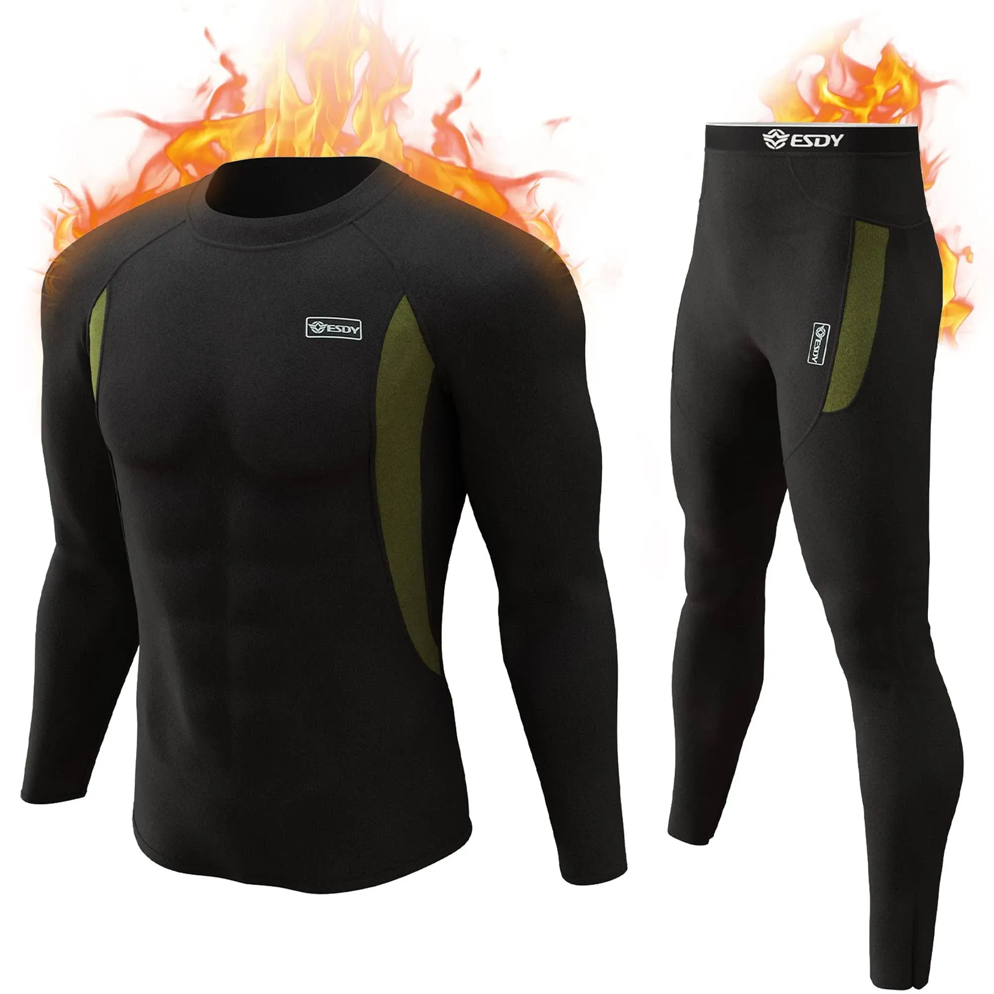 romision Thermal Underwear for Men Long Johns Fleece Lined Hunting Gear Bottom ...