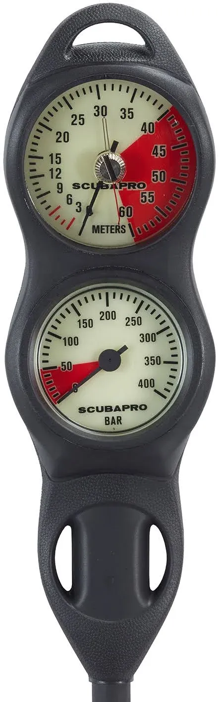 SCUBAPRO 2-Gauge U-Line Diving Console with Pressure Gauge and Depth Gauge, Metric Display, Plastic