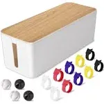 Cable Management Box Large - Wooden Grain Cable Organizer Box to Hide Wires&amp;P...