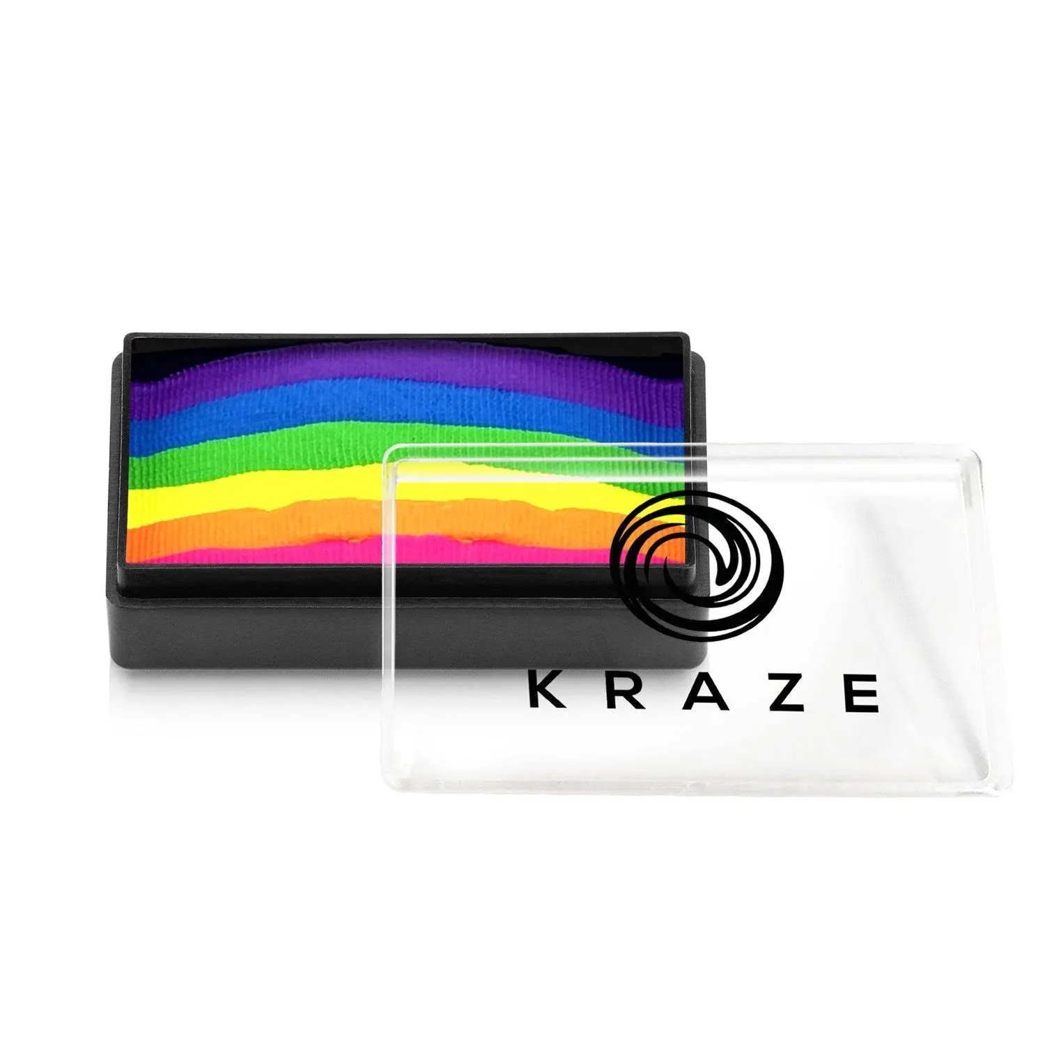 Kraze FX Dome Stroke - Neon Daze (25 gm), Water Activated, Professional UV Glow Blacklight Reactive Face and Body Painting Rainbow Cakes, Hypoallergenic, Safe, 1-Stroke Split Cake