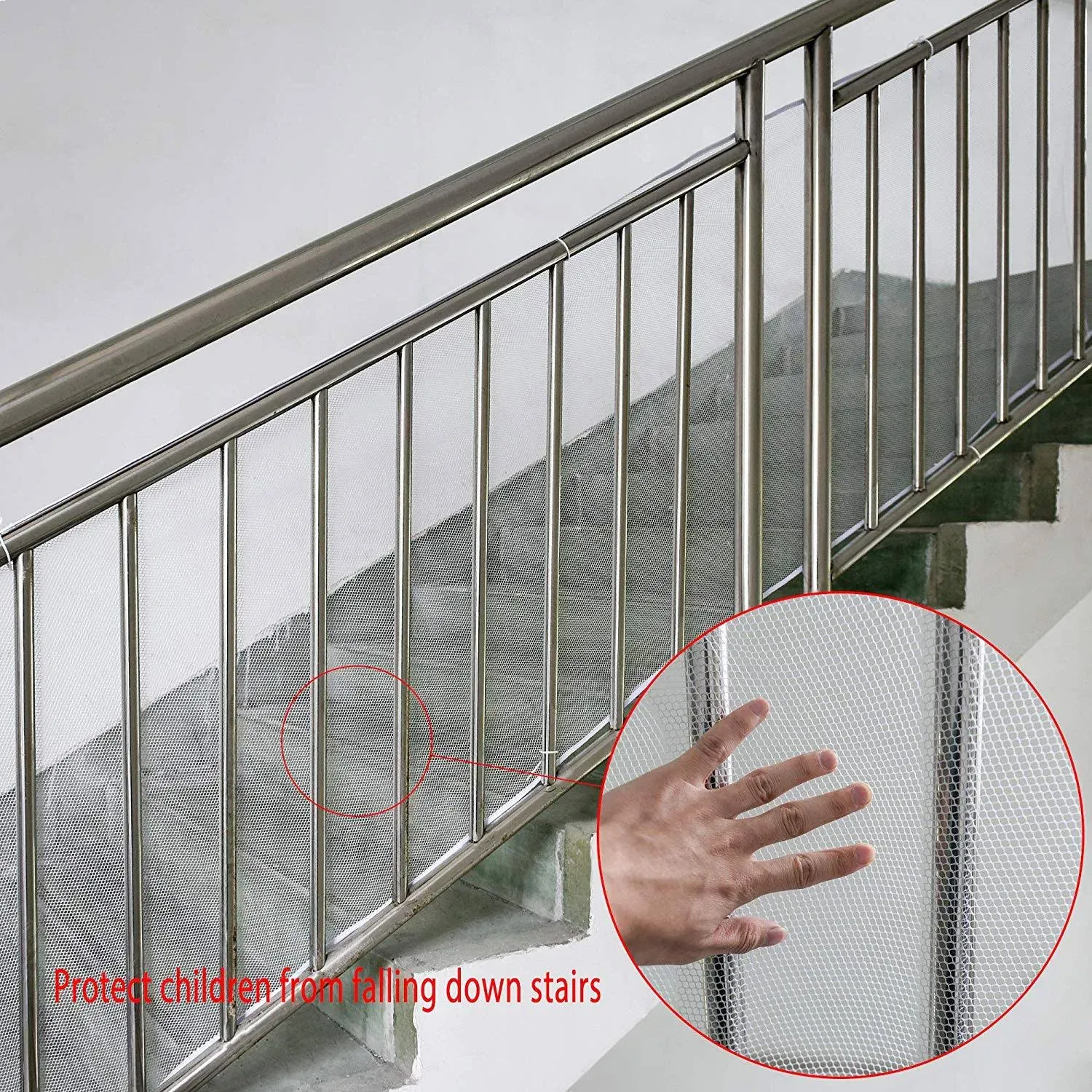 CM 3m Length Safety Rail Net Stair Banister Stair Net with Ropes for Stairs Fence Balcony Baby Bed, Protect Childs Pets Safe