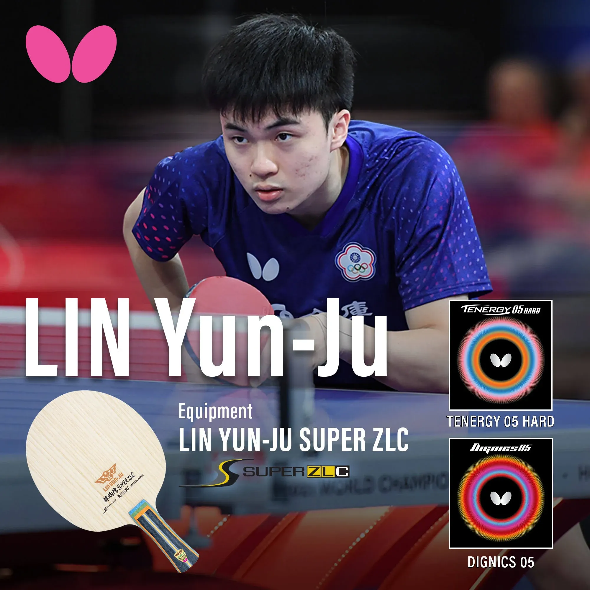 Butterfly Lin Yun-Ju Super ZLC Table Tennis Racket - The Identical Racket Used by Lin Yun-Ju - Ideal for Mid-Distance Looper with Explosive Forehand Attack - Recommended for World Class Play